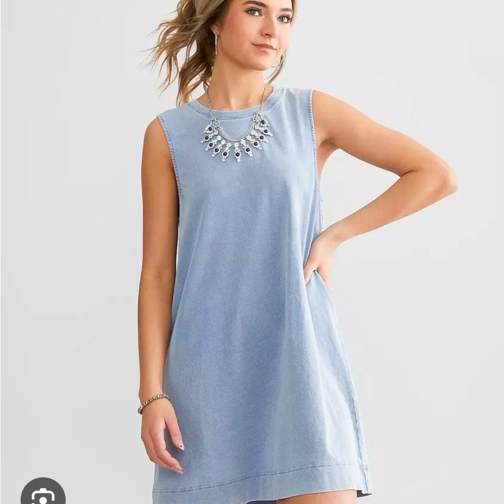 Sleeveless Blue Cotton Dress